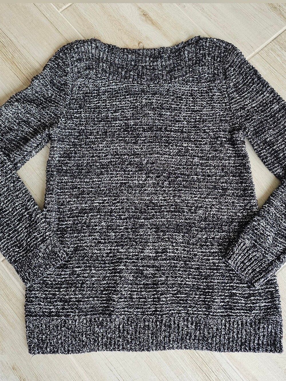 Croft & Barrow Cozy Marled Knit Sweater in Black & White Size XL